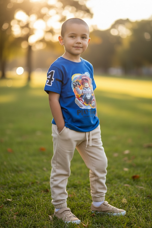 Koszulka chłopięca PLAY-TIME Gamer – niebieska | nadruk gaming (110-134)