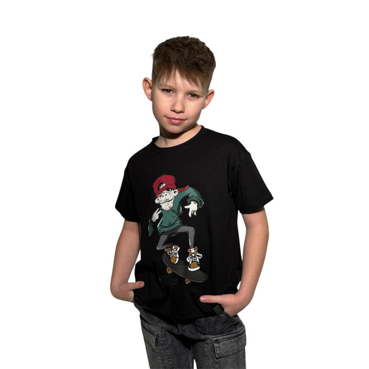 T-shirt chłopięcy STREETWEAR – małpa na deskorolce | All for Kids