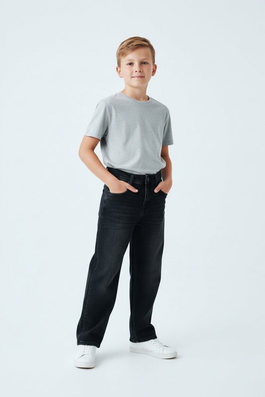 Jeansy chłopięce WIDE LEG – czarne | Cool Boy