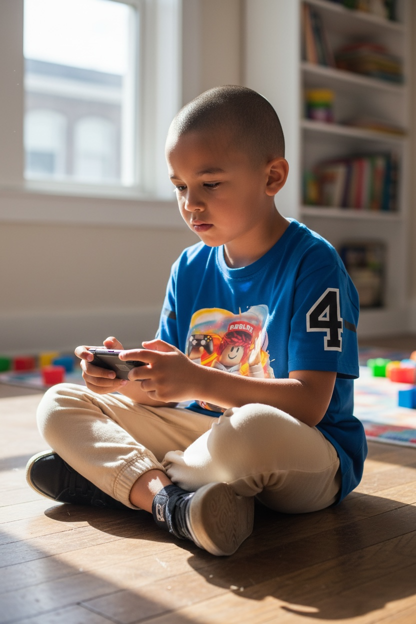 Koszulka chłopięca PLAY-TIME Gamer – niebieska | nadruk gaming (110-134)