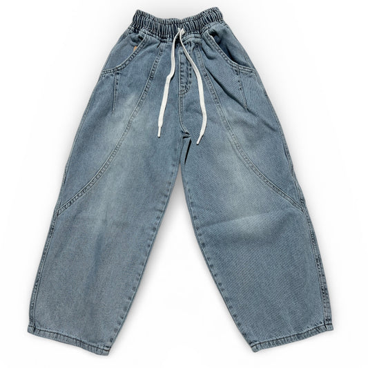 Szerokie spodnie jeansowe baggy dla chłopca – gumka w pasie | Cool Boy
