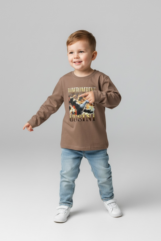 Koszulka chłopięca z długim rękawem BOMBBOMBINI GUSINI | Bawełna premium | Brązowa