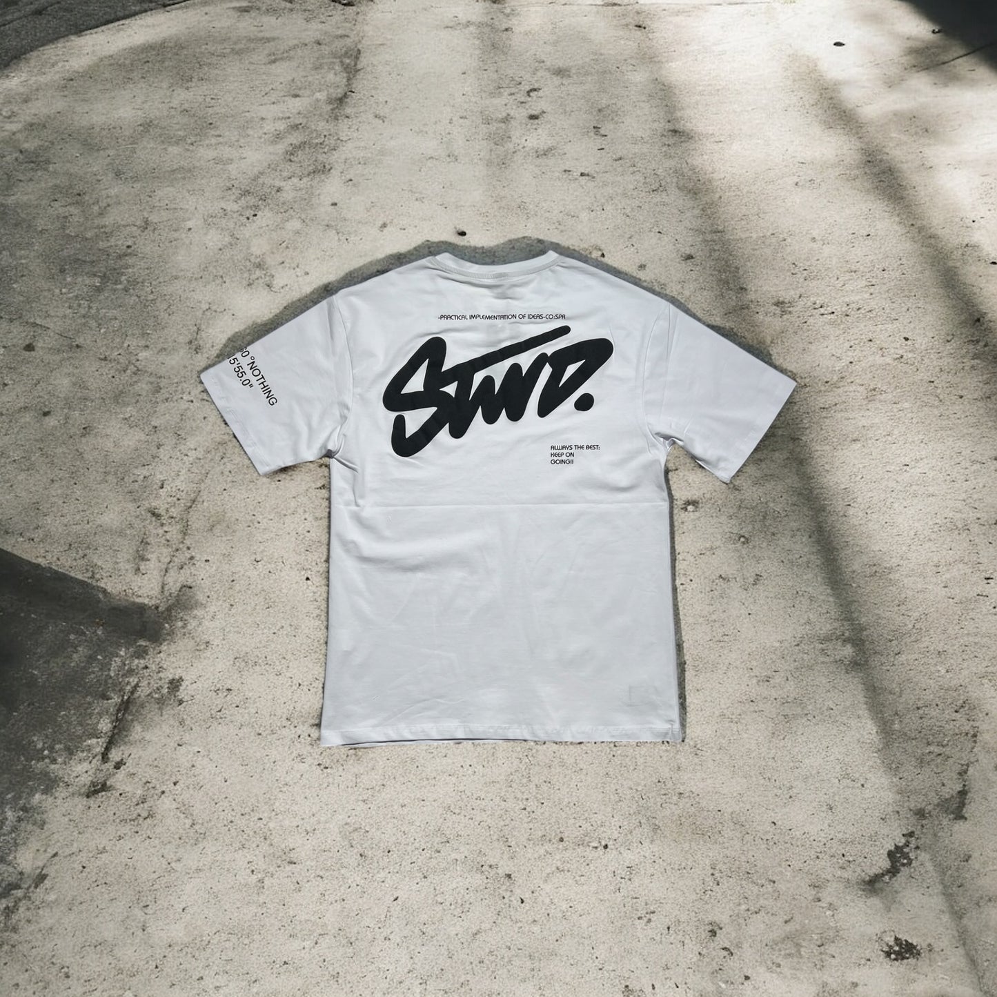 Koszulka młodzieżowa biała STWD – nadruk przód i tył | 170–182