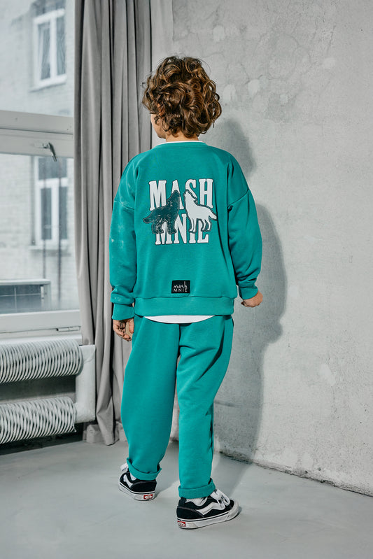 Komplet dresowy chłopięcy zielony MASH MNIE – bluza + spodnie (116–152)