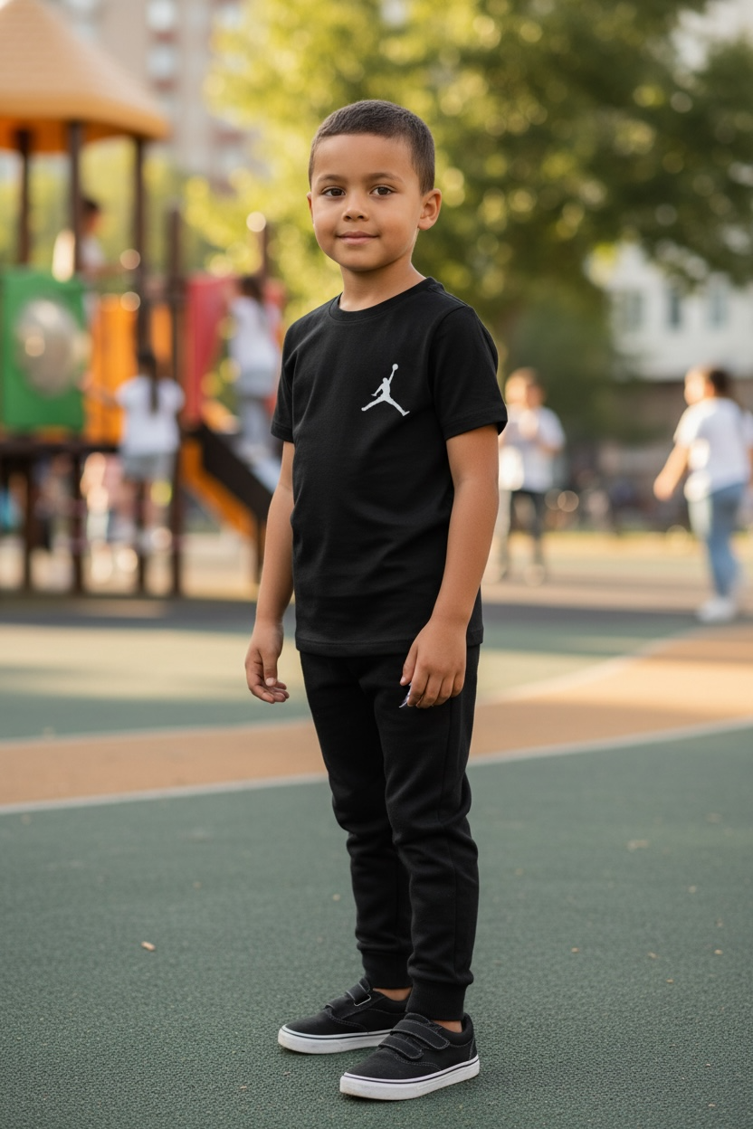 Koszulka dziecięca czarna Jump – bawełna premium | chłopięca (134-176)