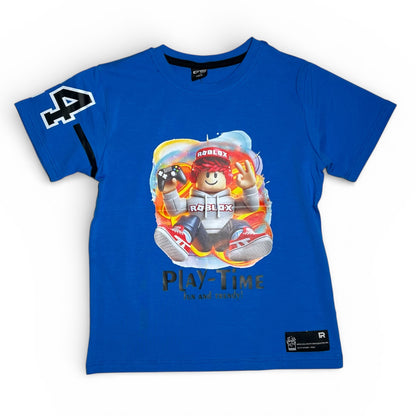 Koszulka chłopięca PLAY-TIME Gamer – niebieska | nadruk gaming (110-134)