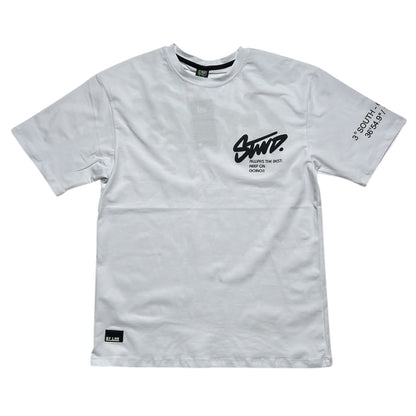 Koszulka młodzieżowa biała STWD – nadruk przód i tył | 170–182