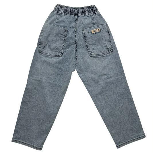 Jeansy baggy chłopięce niebieskie – gumka w pasie, luźny styl