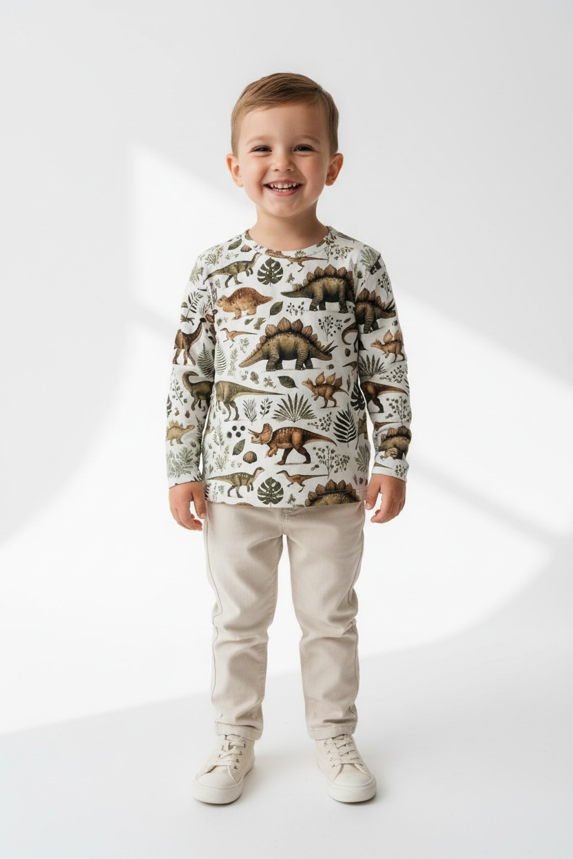 Bluzka dziecięca z długim rękawem Dino – polski producent | Bawełna premium