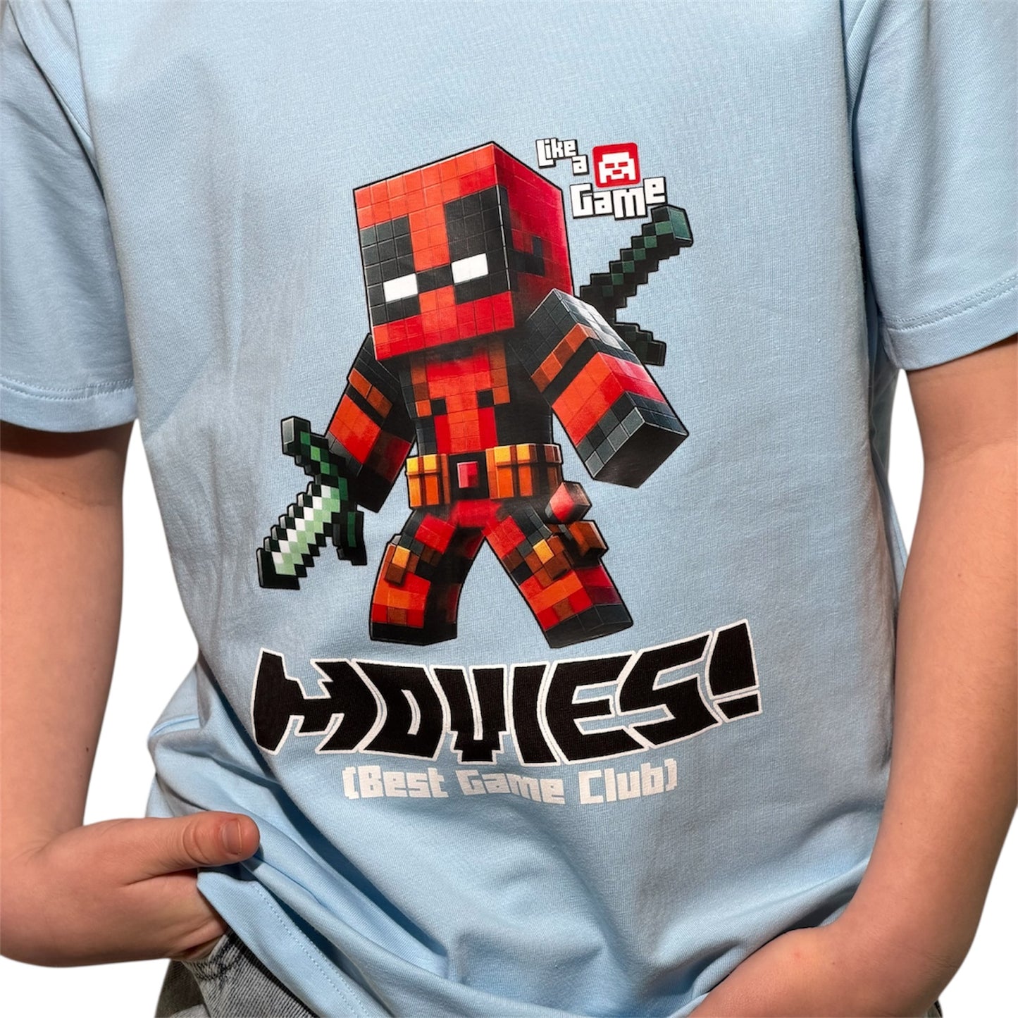 Koszulka chłopięca GAMER BLOCK – jasnoniebieska | bawełna premium