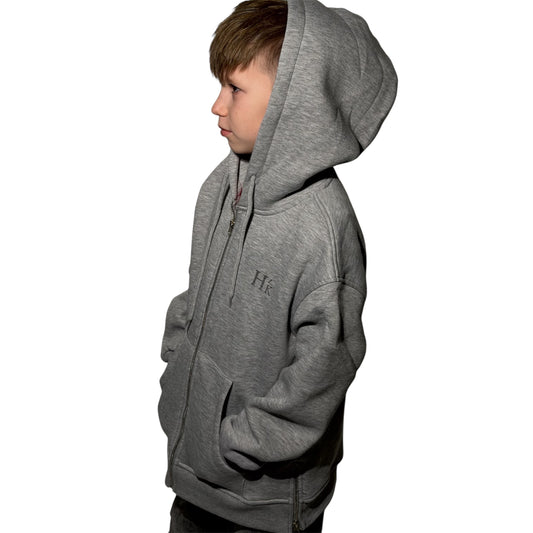 Bluza chłopięca rozpinana z kapturem szara – streetwear