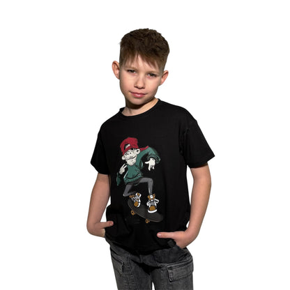 T-shirt chłopięcy STREETWEAR – małpa na deskorolce | All for Kids