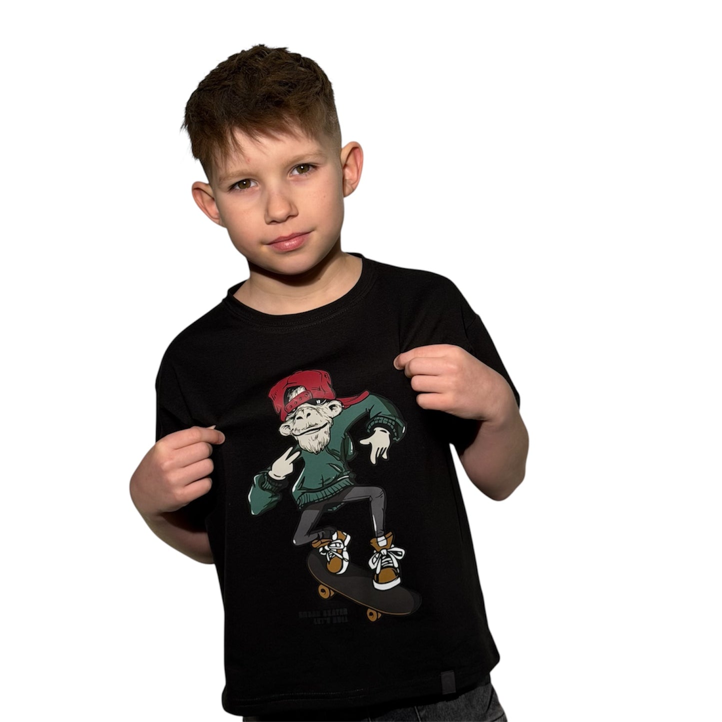 T-shirt chłopięcy STREETWEAR – małpa na deskorolce | All for Kids