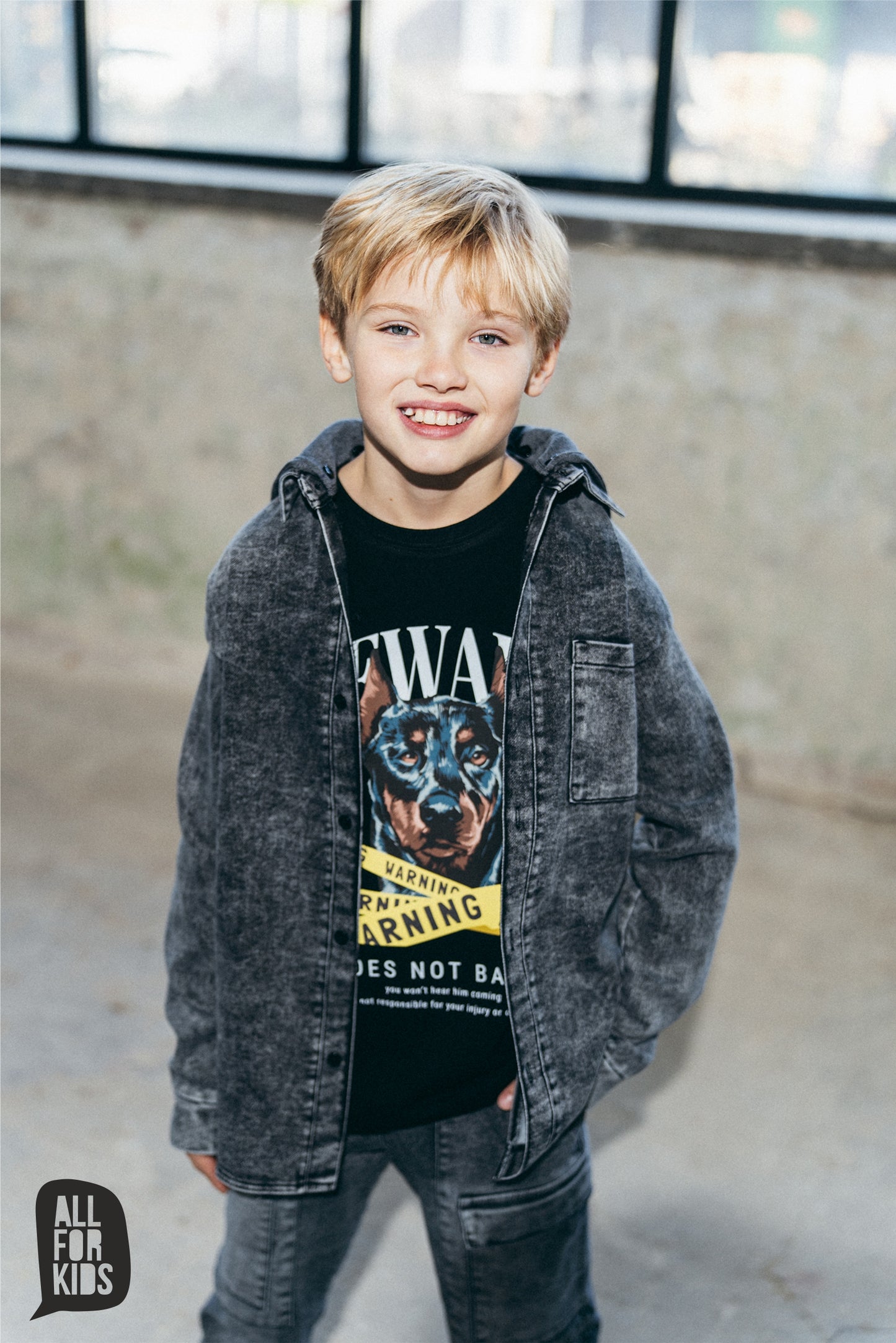 T-shirt All For Kids “BEWARE” czarny – Polska produkcja (116–158)
