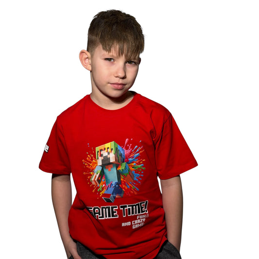 T-shirt chłopięcy czerwony GAMING – GAME TIME!