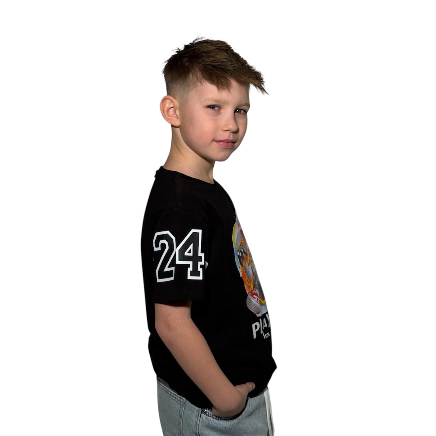 Koszulka chłopięca PLAY-TIME Gamer – czarna | nadruk gaming