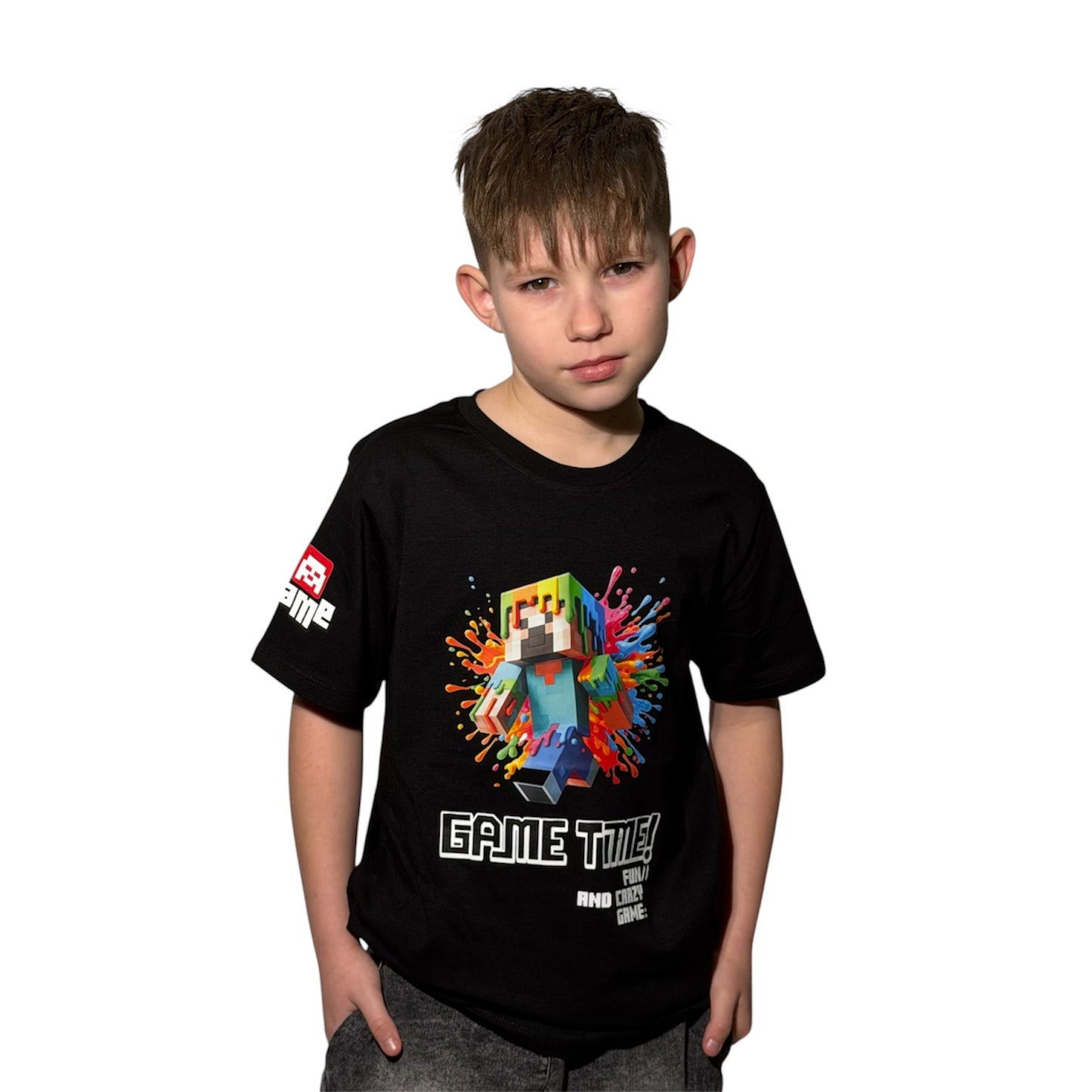 T-shirt chłopięcy czarny GAMING – GAME TIME!