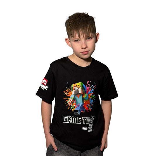 T-shirt chłopięcy czarny GAMING – GAME TIME!