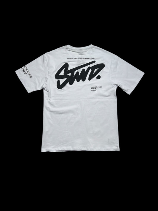 Koszulka młodzieżowa biała STWD – nadruk przód i tył | 170–182