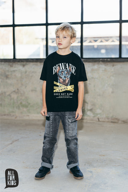 T-shirt All For Kids “BEWARE” czarny – Polska produkcja (116–158)