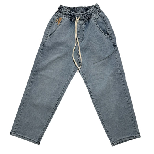 Jeansy baggy chłopięce niebieskie – gumka w pasie, luźny styl