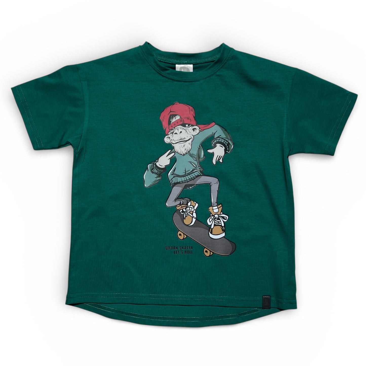 Koszulka chłopięca ALL FOR KIDS Premium – Skater Monkey | zielona (116-158)