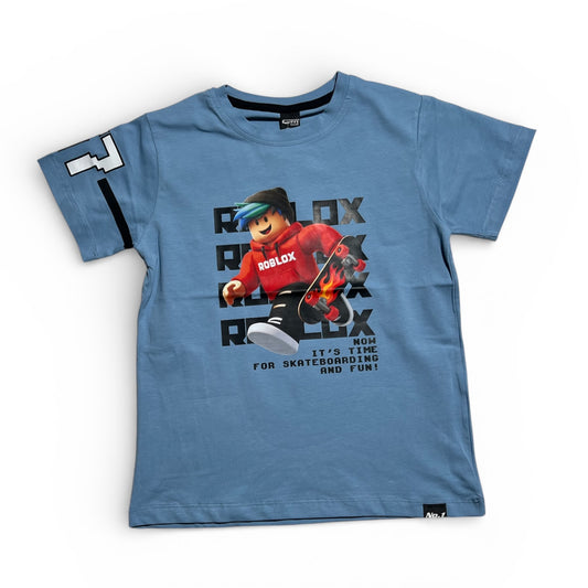 T-shirt chłopięcy Roblox niebieski 110–134 – bawełna, nadruk skate