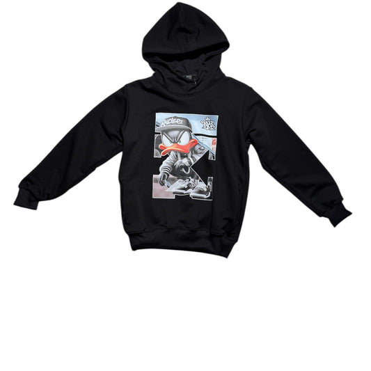 Czarna bluza chłopięca z kapturem Kaczor Hip Hop Polski Producent 140-158