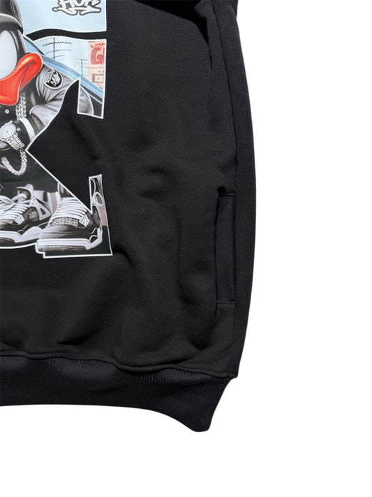 Czarna bluza chłopięca z kapturem Kaczor Hip Hop Polski Producent 140-158