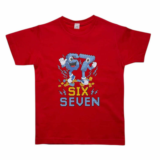Koszulka chłopięca SIX SEVEN czerwona – modna koszulka dziecięca 67 122–146